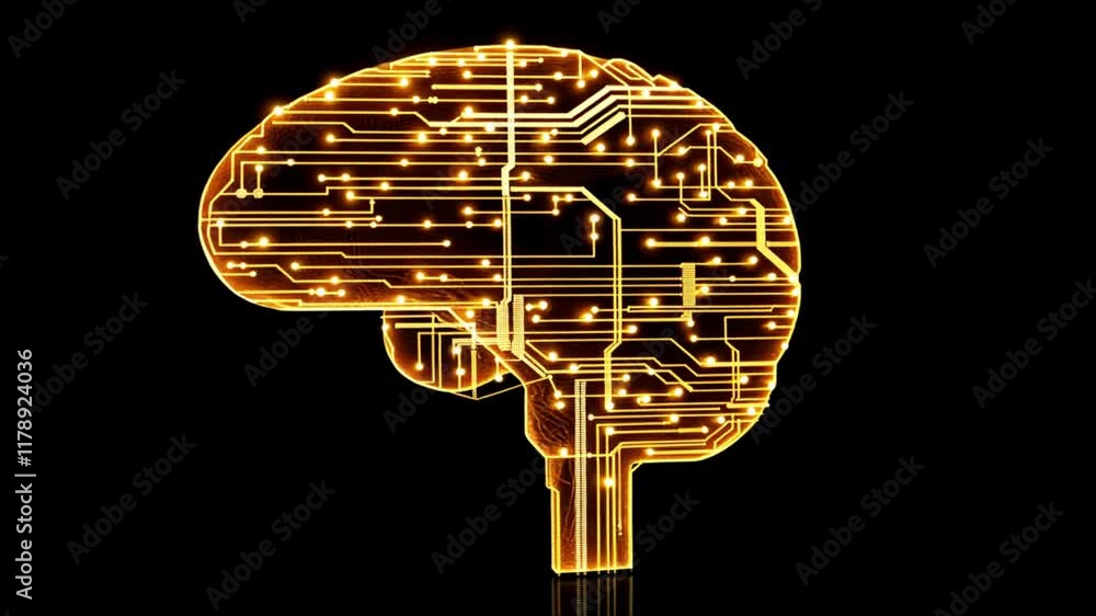 Poster glowing abstract brain design fusion of technology, circuit patterns, and digital innovation showcas