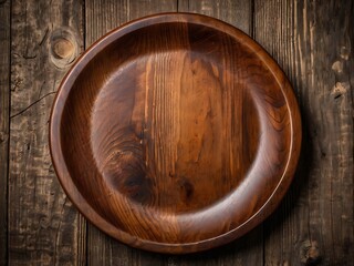 Rustic wooden plate as natural background for food and product photography in stock image

