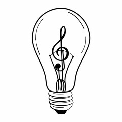 light bulb icon, light bulb with a music key inside