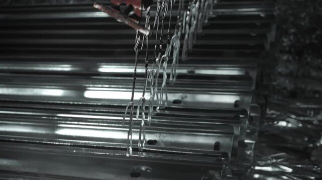Galvanizing process of large metal products in a bath. Protection against corrosion of steel parts.
