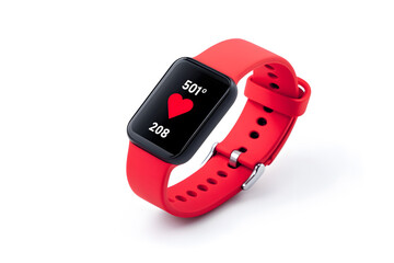 Fototapeta premium Close-up shot of a digital fitness tracker isolated on white background