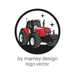 tractor vector design, rice plow, agricultural machinery, tractor logo, transportation, red farming tractor, illustration
