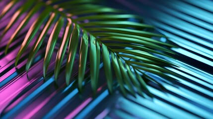 Obraz premium neon palm leaf abstract background - neon colors