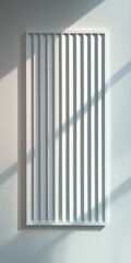 Obraz premium Modern minimalist wall art featuring vertical stripes casting soft shadows, creating a serene and elegant atmosphere.