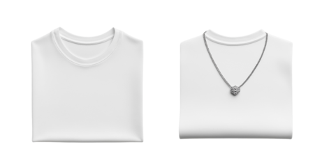 White T-shirt template, front and back view, isolated on a light gray background 