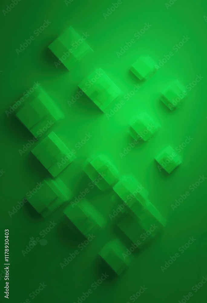 Poster Abstract Green Background with 3D Blocks
