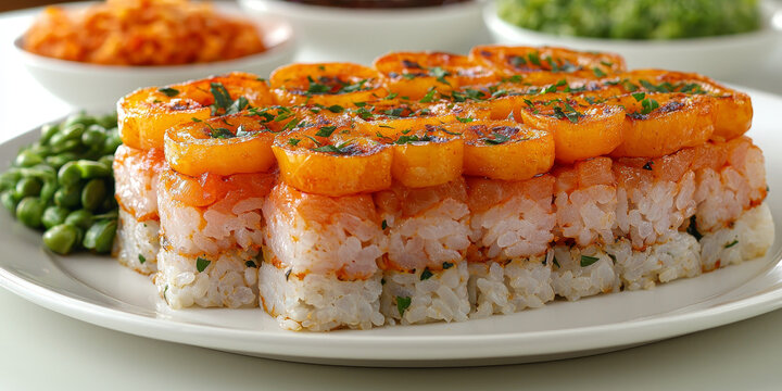  Grilled Fish Sushi with Pineapple and Green Peas