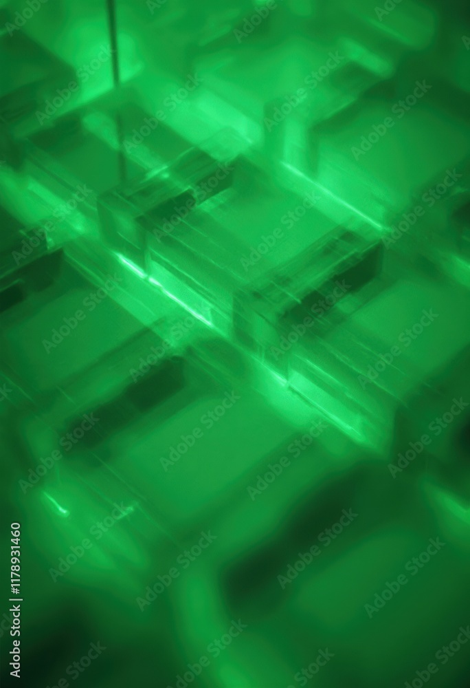 Poster abstract green background with blurred light and geometric shapes