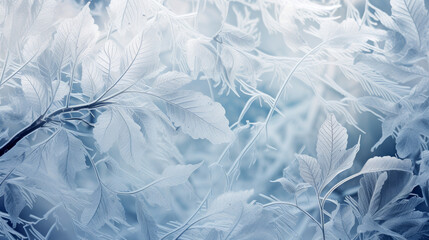 Obraz premium Delicate Frost Patterns on Plant Leaves