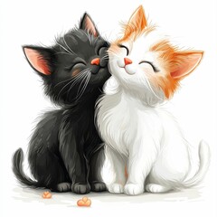 two cute kittens kissing