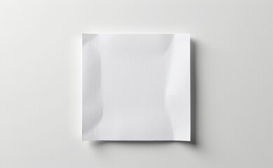 A close-up of a wrinkled piece of white paper with a slightly peeling edge, isolated on a clean white backgroun