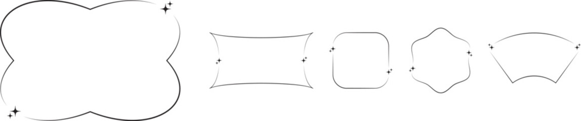 Set of 5 sparkling hand-drawn frames for whimsy and magic design theme, isolated vector element illustration © Your Background