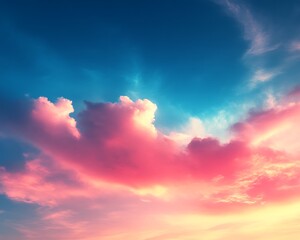 Obraz premium Vibrant sunset sky with pink and blue clouds.