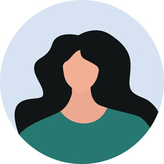 Circular Woman Avatar with Flowing Hair Vector