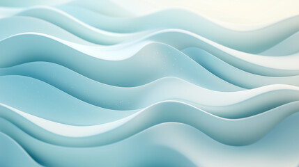Minimalistic abstract textured background with mint 3D waves. Horizontal poster with copy space.