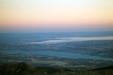 Landscape from the Mount Nemrut in southeastern Turkey at sunset