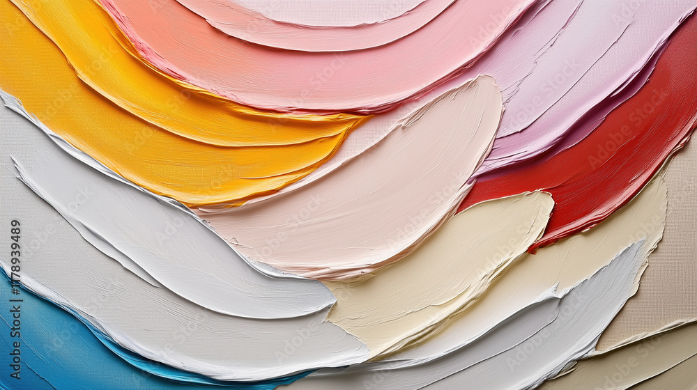 Poster abstract waves of color flowing across canvas create vibrant texture