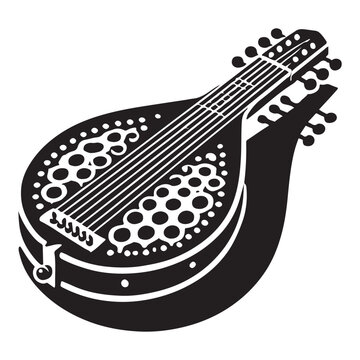 black and white mandolin musical instrument clip art preview