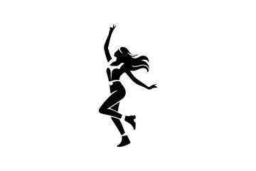 Dancing woman girl black and withe silhouette vector design