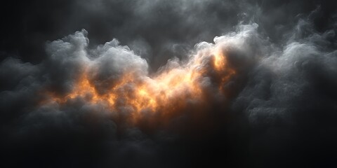 Dramatic cloudscape with fiery orange glow.