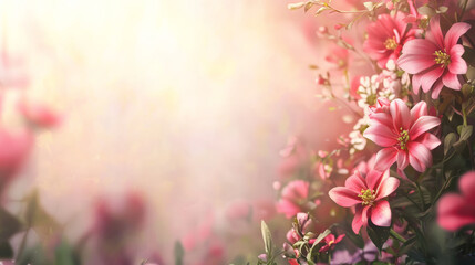 Soft pink flowers with dreamy bokeh background create serene atmosphere
