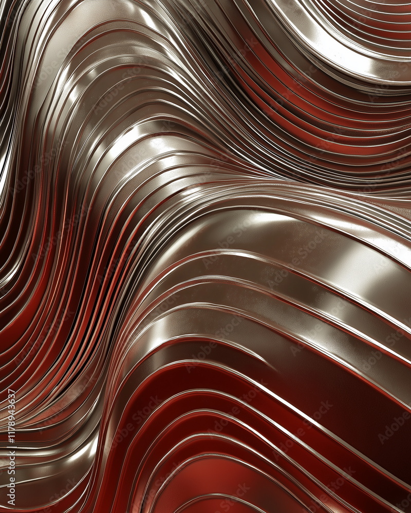 Poster Harmony of forms and textures. Mechanical texture - Steel lines with a chrome eff_004