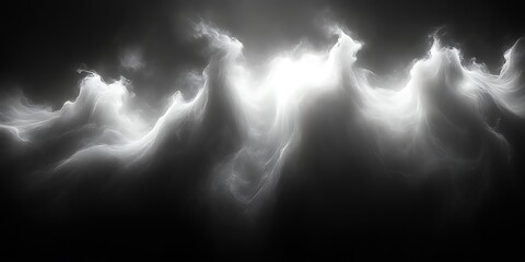 Bright light through dark clouds.