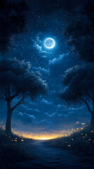 Fototapeta premium Enchanted Midnight Cloudscape: HD Phone Wallpaper