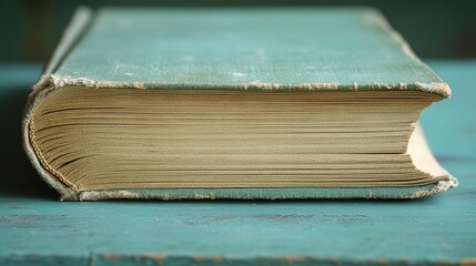 Aged Teal Book Reveals Worn Pages and Binding