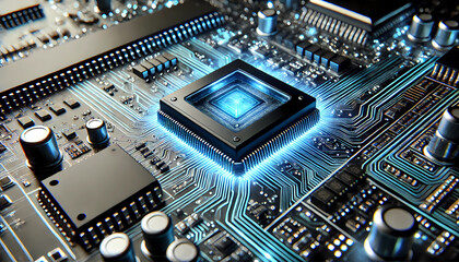 Futuristic Semiconductor Chip and Circuit Board