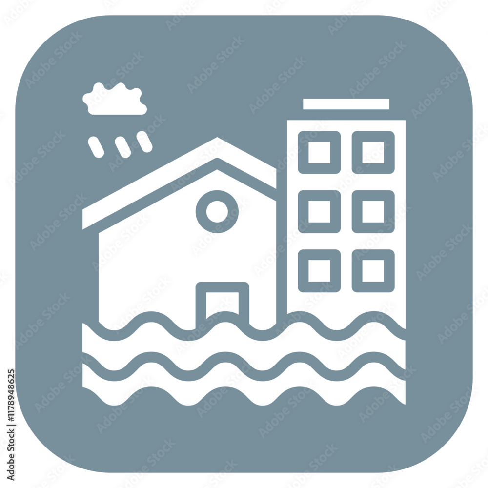 Poster flash flood icon vector image. can be used for monsoon.