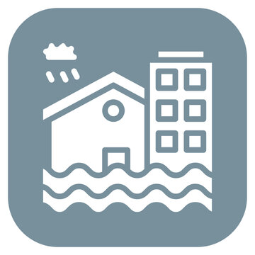 white buildings flooded by rain clip art preview