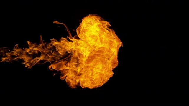 Super Slow Motion of Fire Blast Isolated on Black Background at 1000fps.