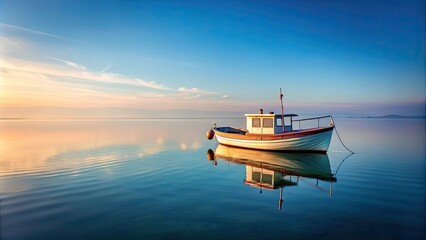 Boat anchored in calm waters, boat, anchored, pier, nautical, water, tranquil, peaceful, ocean, sea, still, moored, yacht