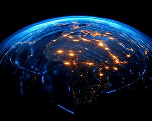 Global network connections at night.