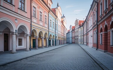 Fototapeta premium Historic Street in Poznań, Poland colorful Renaissance-style buildings