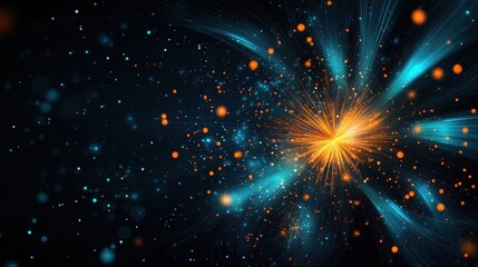 Obraz premium Vibrant Abstract Cosmic Explosion with Bright Light and Colorful Sparks
