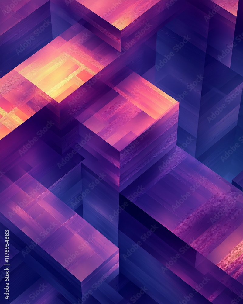 Poster harmony of forms and textures. tessellation mosaic 3d mosaics with depth. geometr_003
