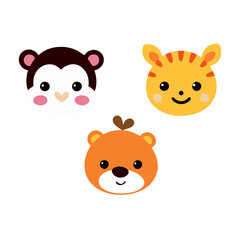 Colorful Animal Face Vector Set