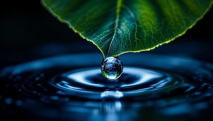 Leaf, Water Drop, Reflection: A Symphony of Nature's Serenity