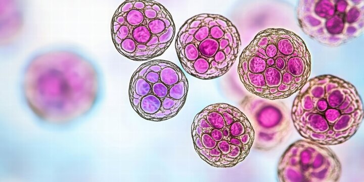 Dynamic fermentation process vibrant yeast cells under microscope science lab closeup view