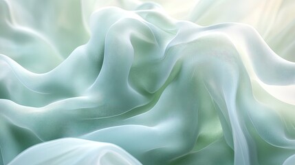 Obraz premium A soft, flowing fabric in pale green tones, creating a serene and tranquil visual effect.