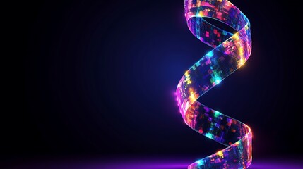 Abstract Colorful Spiral Digital Ribbon Design