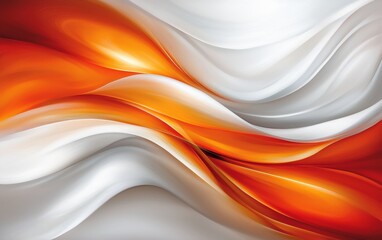 Naklejka premium Abstract Orange and White Swirling Waves Dynamic Fluid Design Modern Art Background