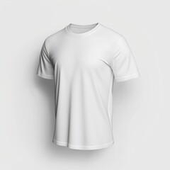 A side perspective view of a white 3D t-shirt mockup with smooth fabric texture on a neutral white background, ideal for showcasing custom designs or branding
