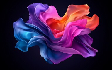 Obraz premium Abstract Colorful Fabric Swirls Dynamic Textile Design Vibrant Gradient Hues Flowing Silk Texture