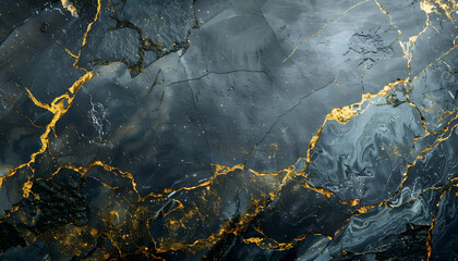 Fototapeta premium Abstract Gold and Black Cracked Stone Background Illustration