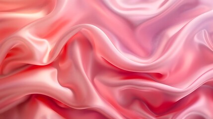 Fototapeta premium Abstract background with waves of smooth elegant pink color silk luxury cloth fabric texture