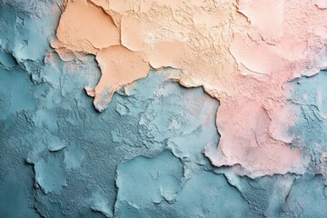 Naklejka premium Rustic pastel blue and peach peeling paint on rugged wall