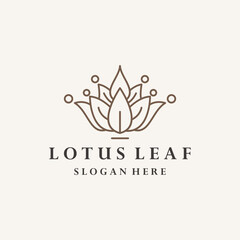 Lotus with Leaf logo vector Icon Template